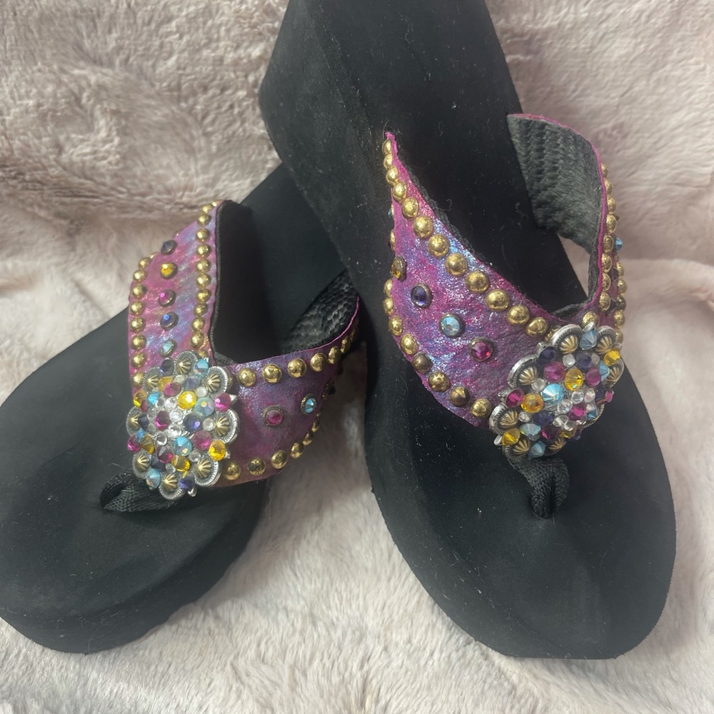 Swarovski crystals custom made wedge sandals